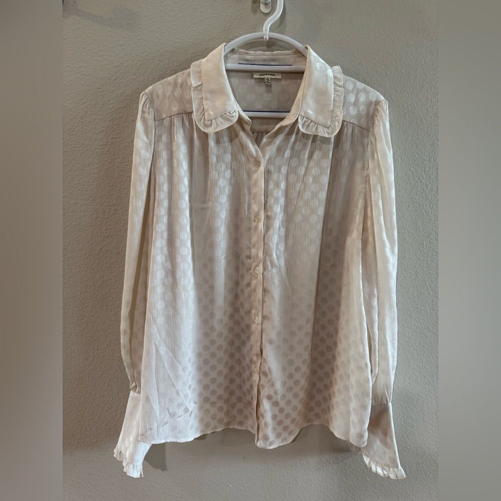 Max Studio Ivory Sheer Dot Blouse
